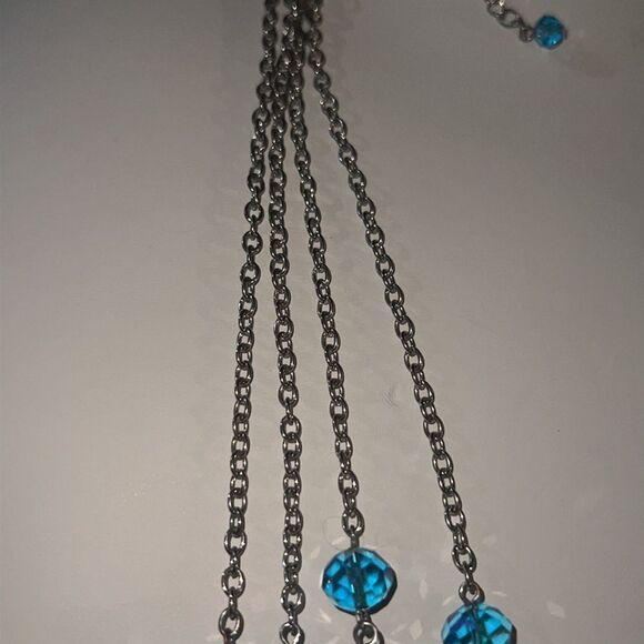 Cobalt & Sky Blue Crystals Double Strand Layer Beaded Women’s Necklace - Picture 7 of 9